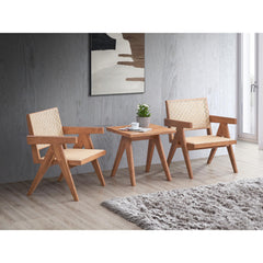 3-Piece Solid Wood Accent Chair Set and Matching End Table for Living Room or Balcony