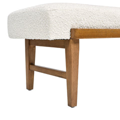 Crest 52" Modern Telephone Bench with Sliding Shelf, Ivory White Boucle