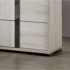 Contemporary Style Chest 1pc Vertical Chrome Handles French Dovetail Drawers Center Metal Glides White Wash Finish Bedroom Furniture