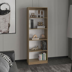 Home Four Shelves Bookcase With Multi-Tiered Storage, Natural Oak