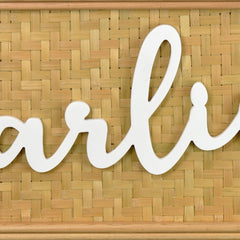 Moon Wall Decor Sign, 28 Inch Brown Wood Background, White