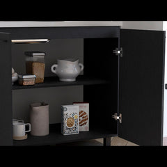 Pulsar 2 Utility Sink with Cabinet, Stainless Steel Countertop, Interior Shelf-Black