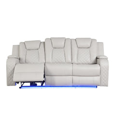 WALTZ LED & Power Reclining Sofa Made With Faux Leather in Ice