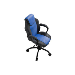 Gaming Office Chair Blue And Black Faux Leather 1pc Chairs Casters Plush Padded Chair w Arms Comfortable Modern Stylish