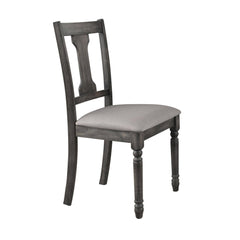 Rustic Gray Finish Wooden Side Chairs Set of 2pc Upholstered Seat Dining Room Furniture