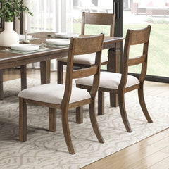 Contemporary Dining Side Chair 2pc Set Light Brown Finish Comfort Seat Upholstered Durable Classic Dining Furniture