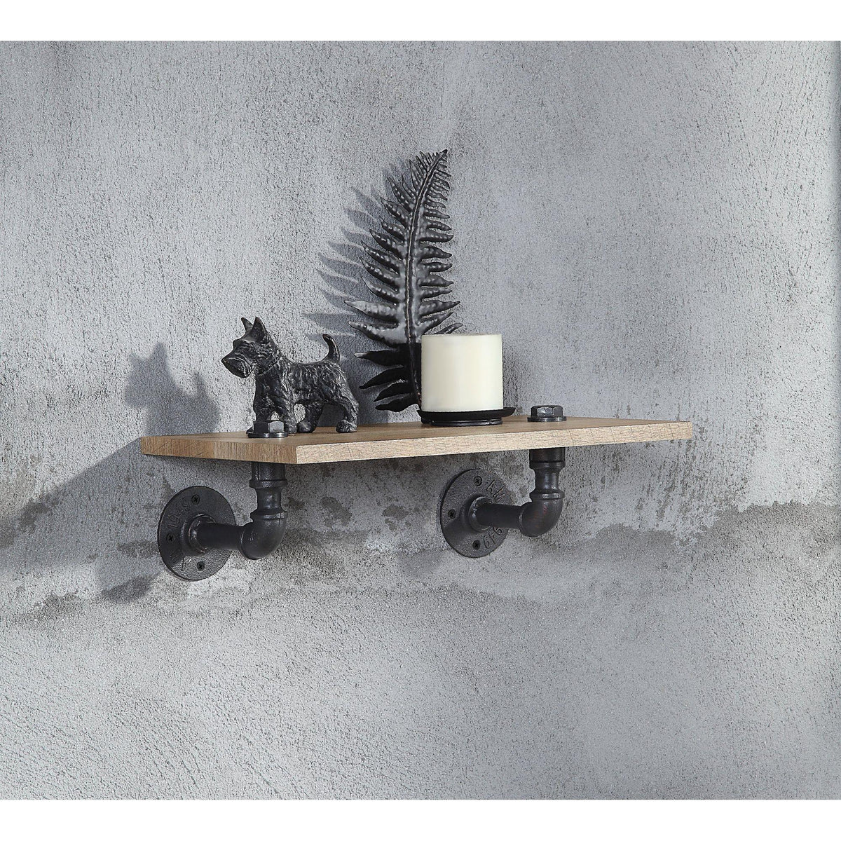 Agamemnon Oak & Sandy Black Finish Wall Rack