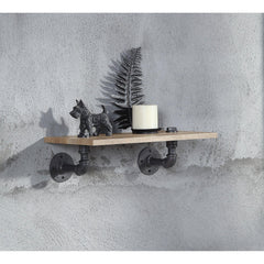 Agamemnon Oak & Sandy Black Finish Wall Rack