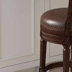 Story Wood Bar-Height Swivel Barstool with High-Back, 1PC