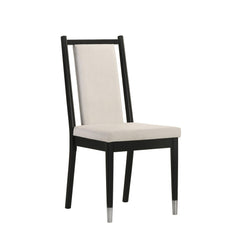 Contemporary Style 2pc Side Chair Arrow Legs Angled Back Silver Capped Legs Black And White Finish
