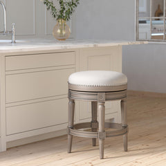 26"H Counter-Height Backless Swivel Bar Stool, Weathered Gray, 1PC