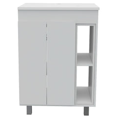 2 Piece Bathroom Set, Acra Free Standing Vanity + Magna Linen Cabinet , White