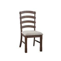 Traditional Classic Dining Side Chairs 2pc Set Rustic Brown Finish Padded Seat Cushion Gray Strong Durable Dining Furniture