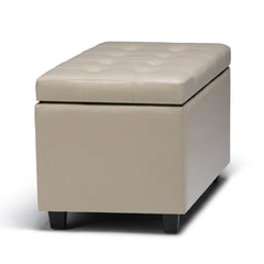 Gallery 34 inch Wide Storage Ottoman in Satin Cream Vegan Leather