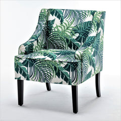 Versatile Upholstered Side Chair, Solid Wood Frame with Recessed Arms, Tapered Front Legs and Flared Back Legs, Foam & Sinuous Springs Cushioned Accent Chair for Entryway Bedroom Dining Room