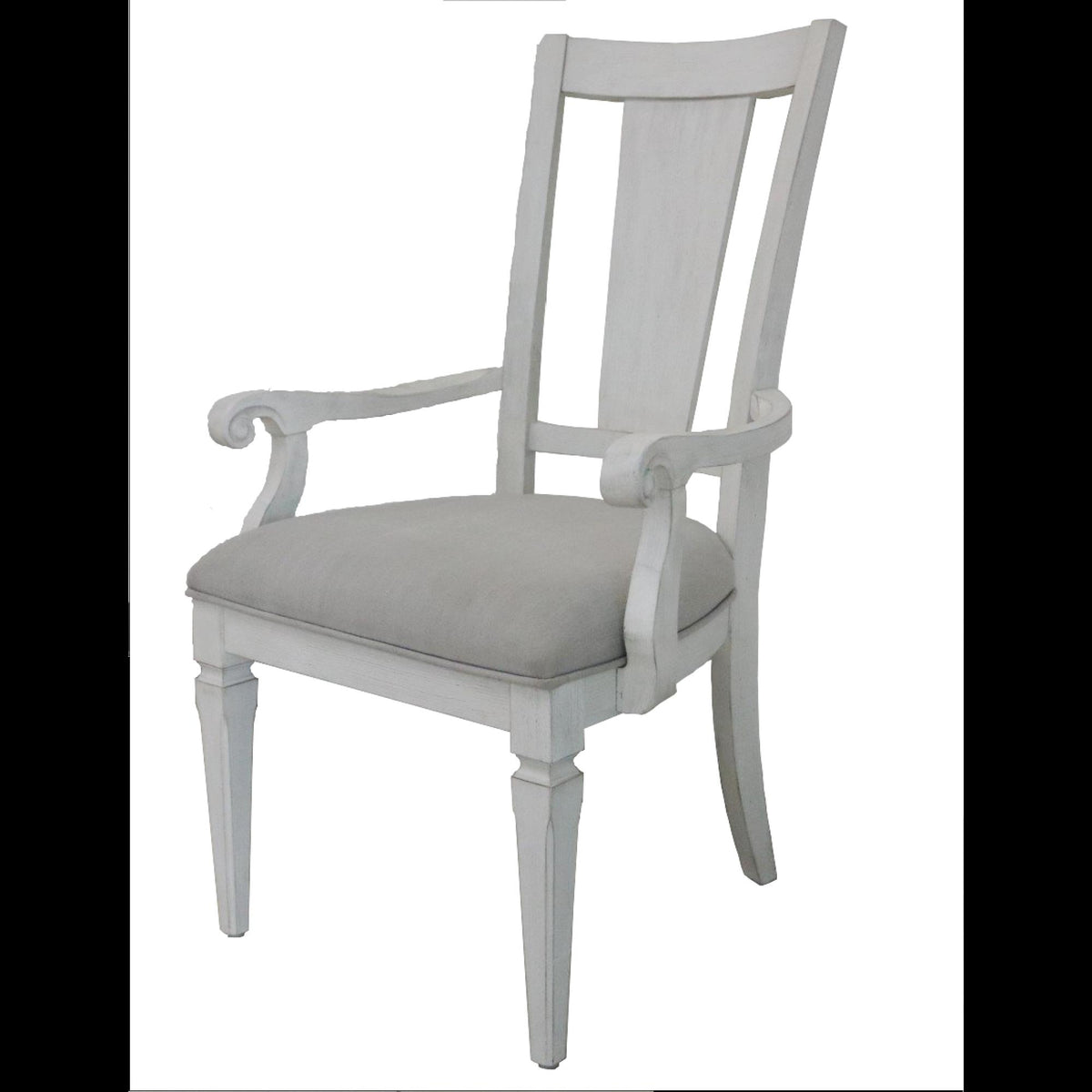 Sanctuary Light Gray Linen & Weathered White Finish Arm Chair (Set of 2)