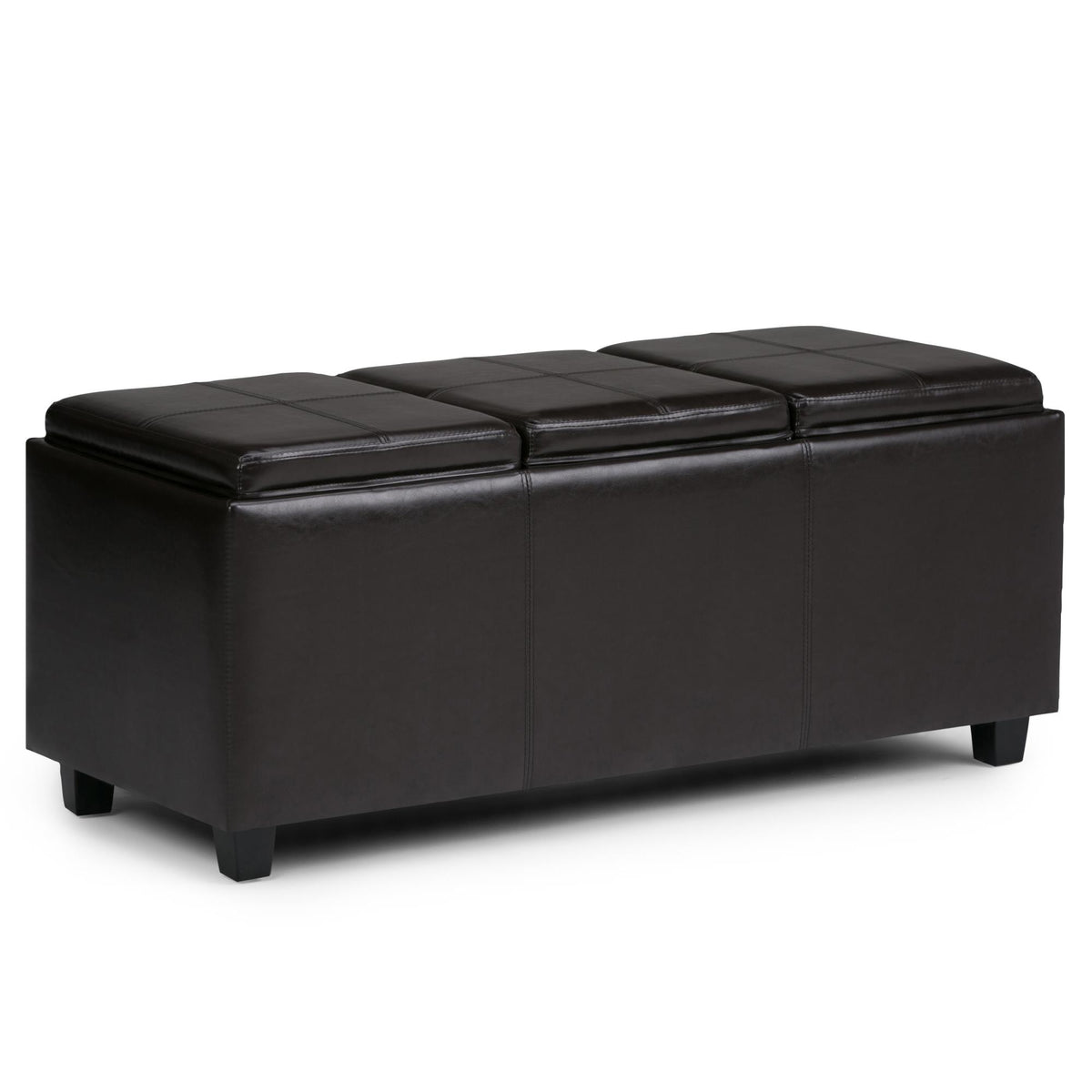 Neptune 42 inch Wide Storage Ottoman in Tanners Brown Vegan Leather