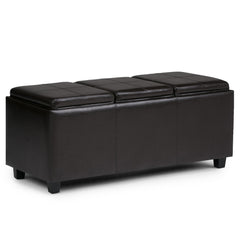 Neptune 42 inch Wide Storage Ottoman in Tanners Brown Vegan Leather