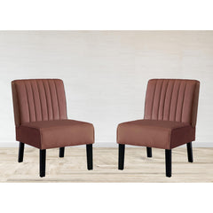 Venus Mid Century Modern Accent Chairs Set of 2 with Minimalist Design, Elegant Velvet Upholstery and Solid Wood Legs, Ideal for Living Room or Bedroom, Rose