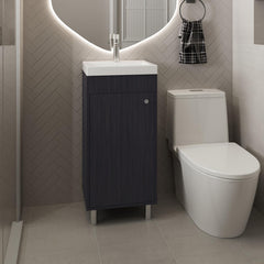 Hector Freestanding Bathroom Vanity With One Door, Two Shelves, Resin Sink Base Cabinet, Black