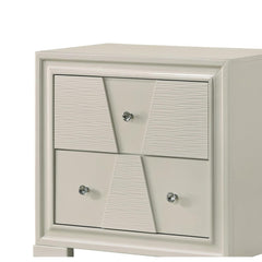 Oasis Trapezoid Front Panels Nightstand English Dovetail Drawers Round Knobs Central Metal Glide White Finish Bedroom Furniture