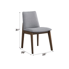 Apocalypse Light Gray Fabric & Walnut Finish Side Chair(Set of 2)