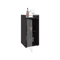 Crest Minibar Cabinet 2 Doors, Open Shelf And Compact Design, Modern Bar Storage, Black