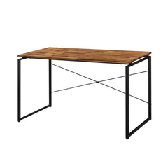 Metal Frame Writing Desk 1pc Wooden Home Office Furniture Oak and Black Finish Laptop Table