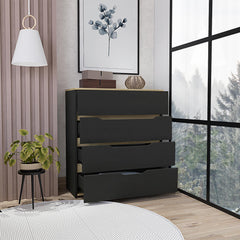 Vista Dresser, Superior Top, Four Drawers -Black / Light Oak