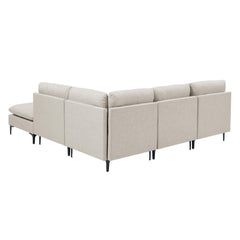 Linen Upholstered Modular Sectional with Metal Legs