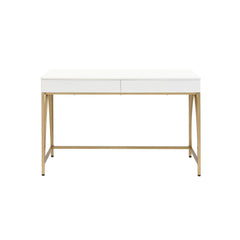 Aurora White High Gloss & Gold Finish Writing Desk
