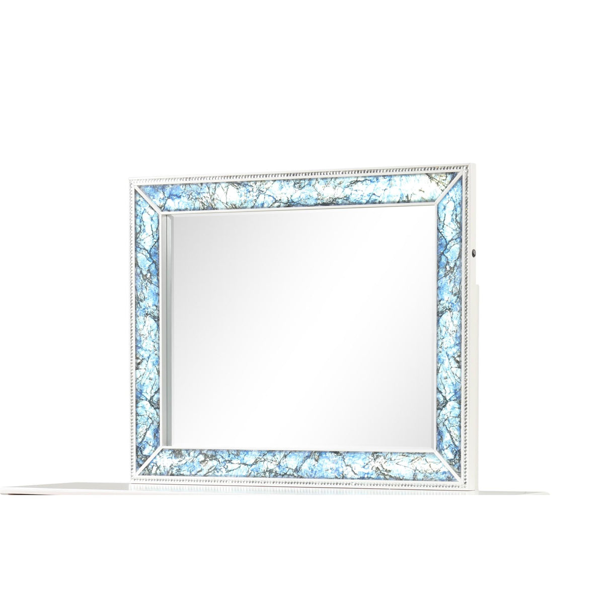 Aeneas Modern Style Mirror Made with Wood and Crystal Accents in White (INCLUDES MIRROR ONLY)