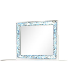 Aeneas Modern Style Mirror Made with Wood and Crystal Accents in White (INCLUDES MIRROR ONLY)