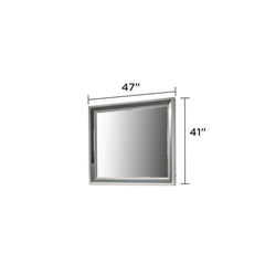 Vista Modern & Contemporary Style Mirror Made with Wood and Gold Accents in River Sand Grey (INCLUDES MIRROR ONLY)