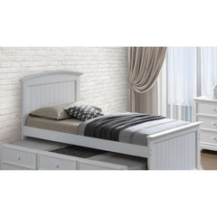 Transitional Style Capital Twin Bum Bed White Finish Headboard And Footboard Panel Trundle With 3 Storage Drawers Mortise & Tenon Joint