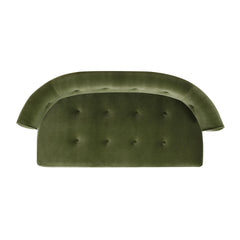 Sun Roll Arm Tufted Bench Settee, Olive Green Performance Velvet