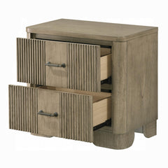 1pc Transitional Style Nightstand with 2x Storage Drawers Reeded Front Antique Oak Finish Wooden Rustic Bedroom Furniture