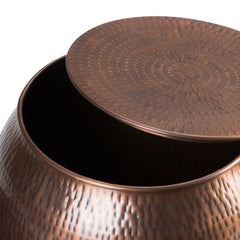 Iphigenia 19 inch Wide Metal Storage Accent Table in Antique Copper