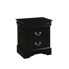 Black Finish Traditional Bedroom Wooden Nightstand 1pc Louis Philippe Style Furniture Two Drawers Storage