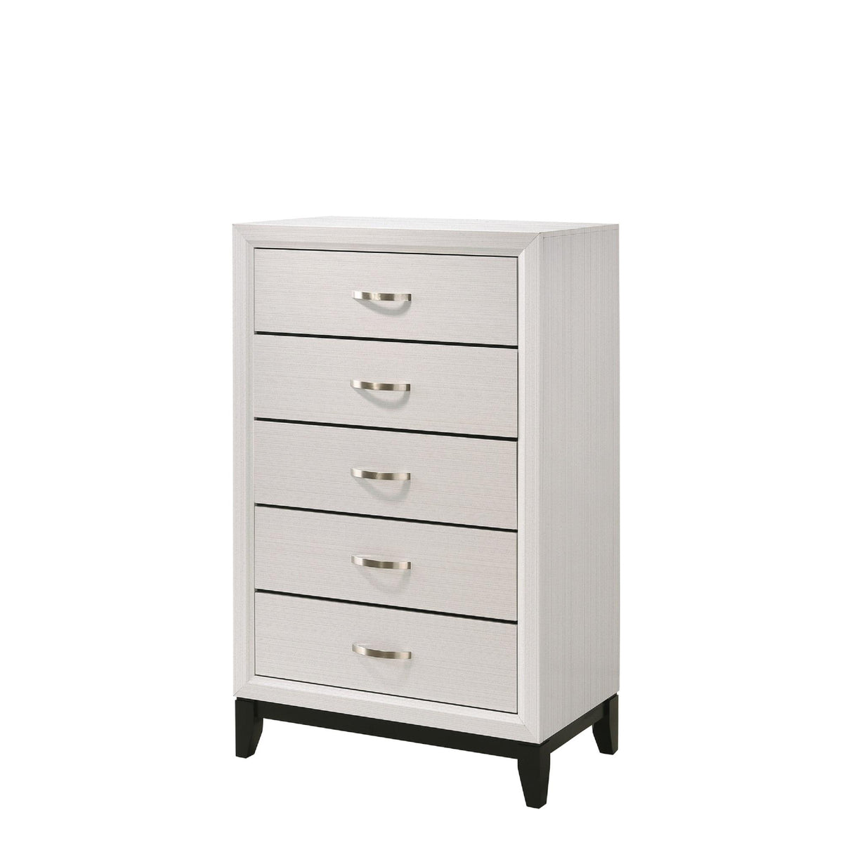 1pc Contemporary 5-Drawer Tall Chest White Finish Wooden Bedroom Furniture