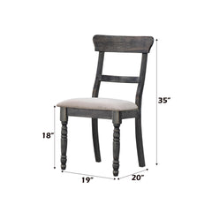 Poem Light Brown Linen Weathered Gray Finish Side Chair (Set of 2)