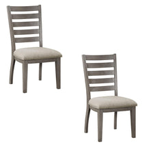 Nova 23 Inch Side Dining Chairs Set of 2, Ladder Back, Gray, Beige Cushioned Seat