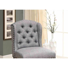 Rustic Style 2pc Counter Height Chair Nailhead Trim Wingback Bold Distressed Antique Black And Light Gray Finish Dining Room