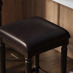 27"H Square Counter Stool, Distressed Walnut, 1PC