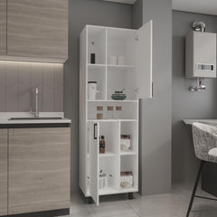 Hercules Pantry Cabinet With Two Doors And Multiple Storage Compartments, White