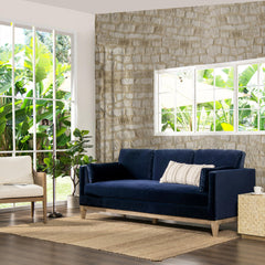 Revelation 84" Modern Farmhouse Sofa, Dark Navy Blue Performance Velvet