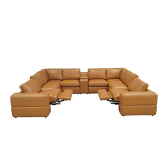 Premium Leather Match Upholstered Large Arms Sectional with Two Recliner Seats