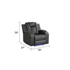 WALTZ LED & Power Recliner Chair Made With Faux Leather in Gray