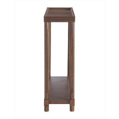 Narrow Side End Tables with Shelf, Set of 2, Antique Chestnut