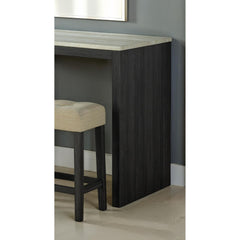Two-Tone Design Black Dining Table 2x Stools Biscuit-Tufted Seat Cushion Beige 3pc Dining Table Set